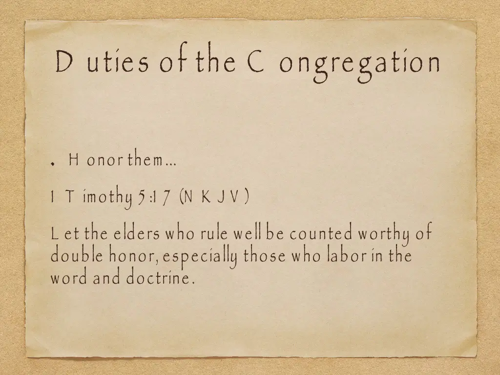 d uties of the c ongregation 1