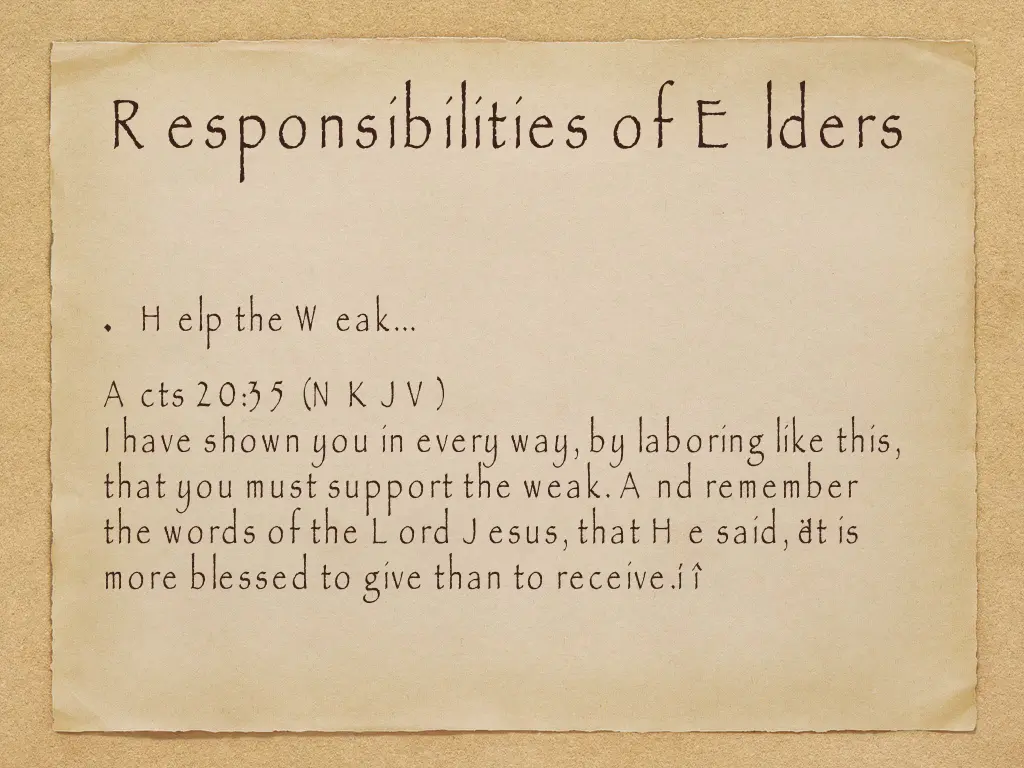 r esponsibilities of e lders 1