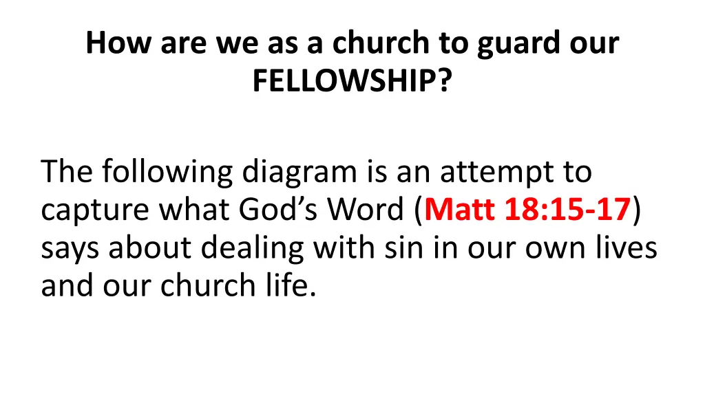 how are we as a church to guard our fellowship