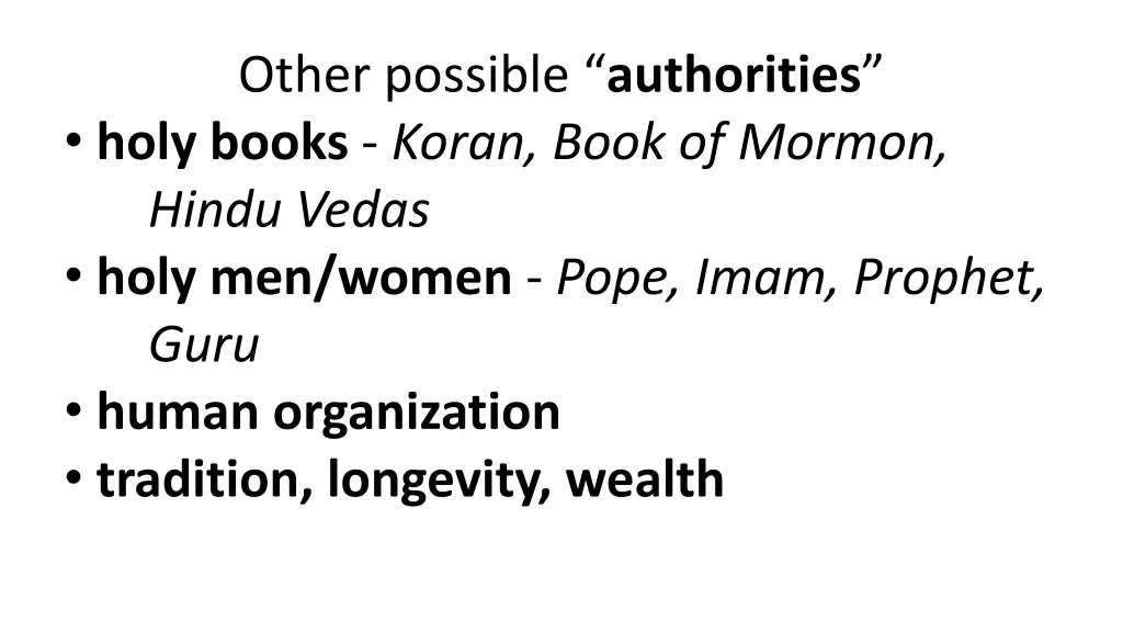 other possible authorities holy books koran book