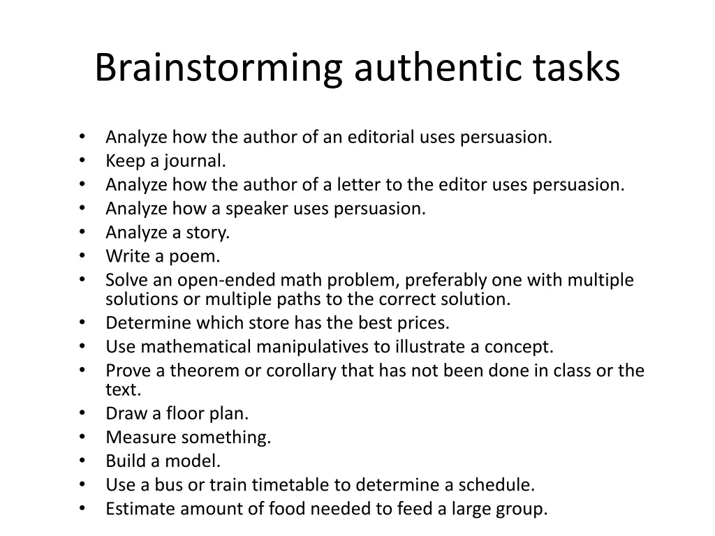 brainstorming authentic tasks 1
