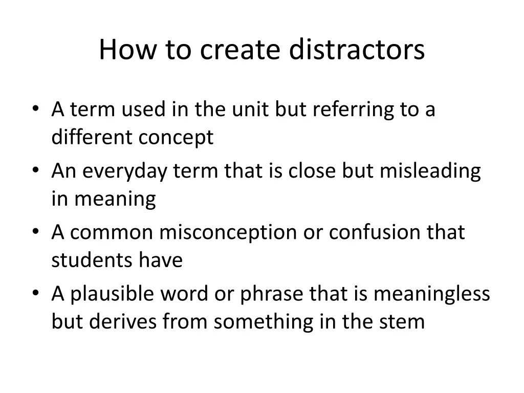 how to create distractors