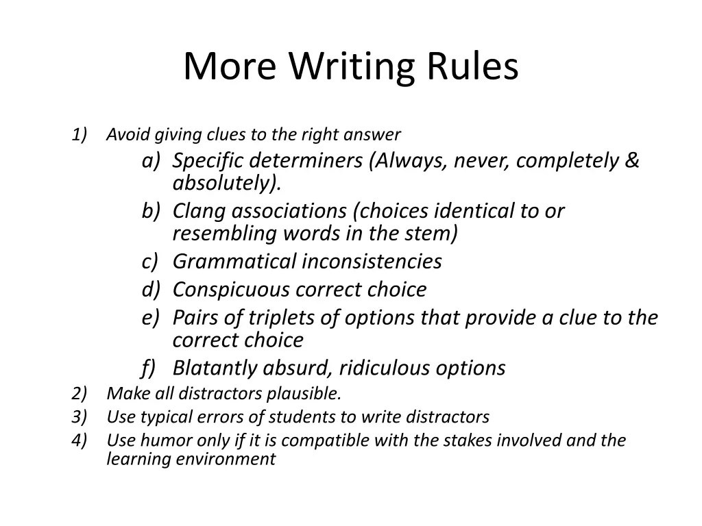 more writing rules