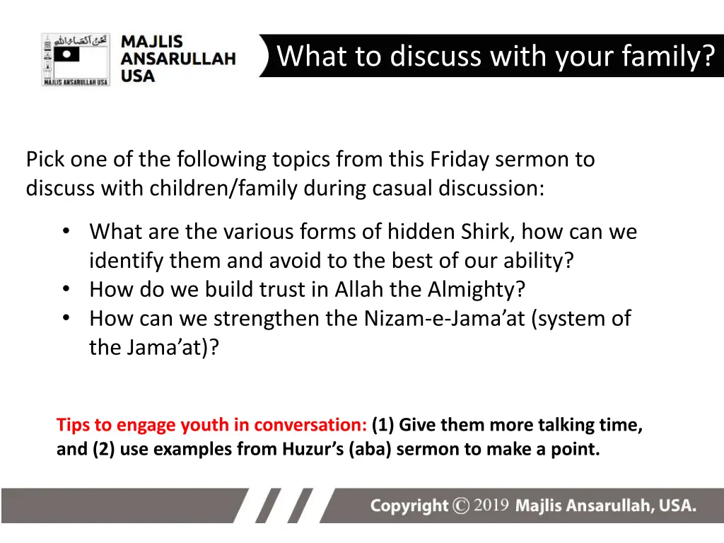 what to discuss with your family