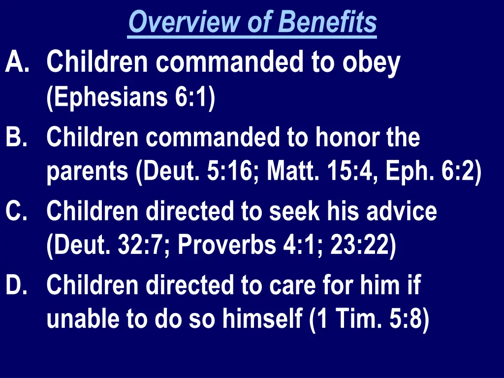 overview of benefits a children commanded to obey