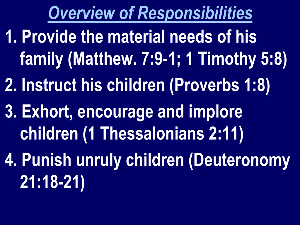 overview of responsibilities 1 provide