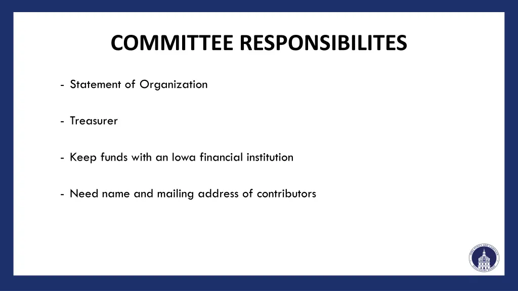 committee responsibilites