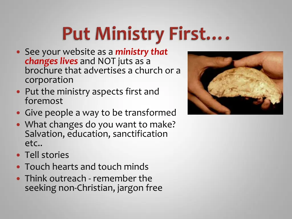 see your website as a ministry that changes lives