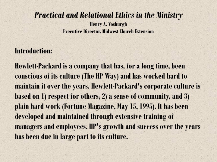 practical and relational ethics in the ministry