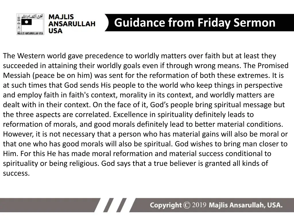 guidance from friday sermon 1