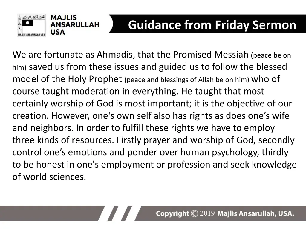 guidance from friday sermon