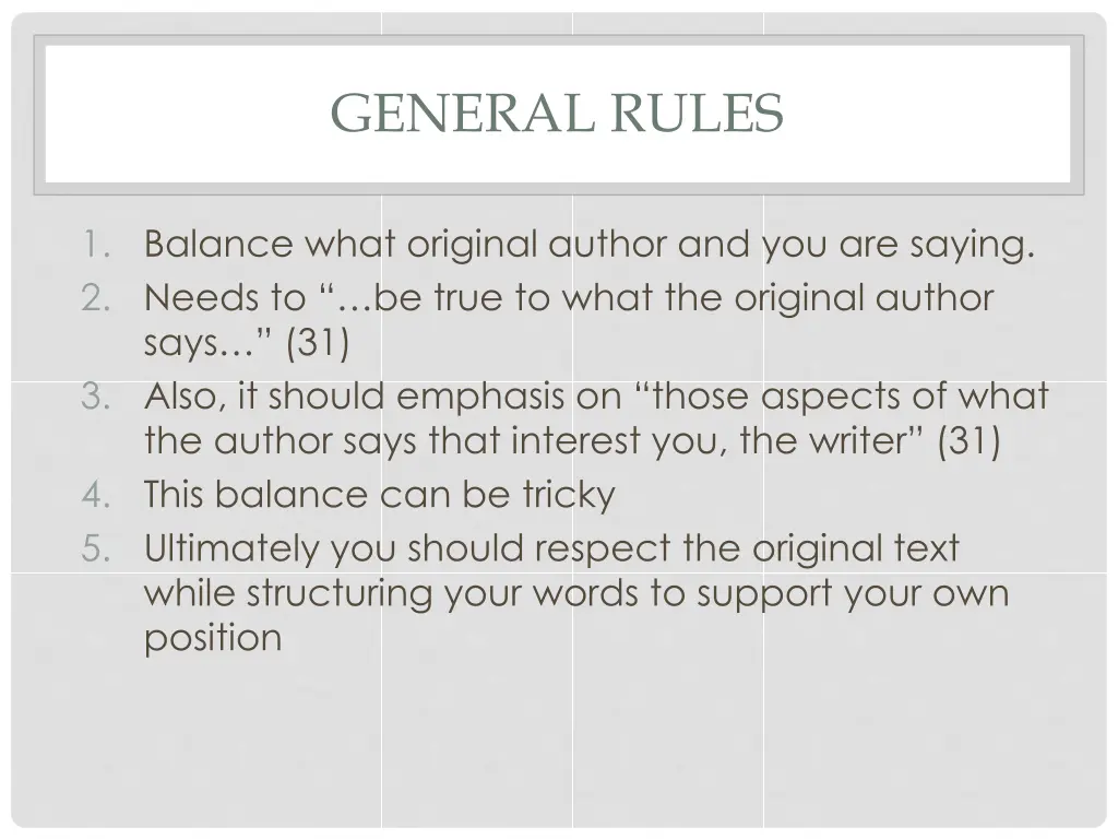 general rules