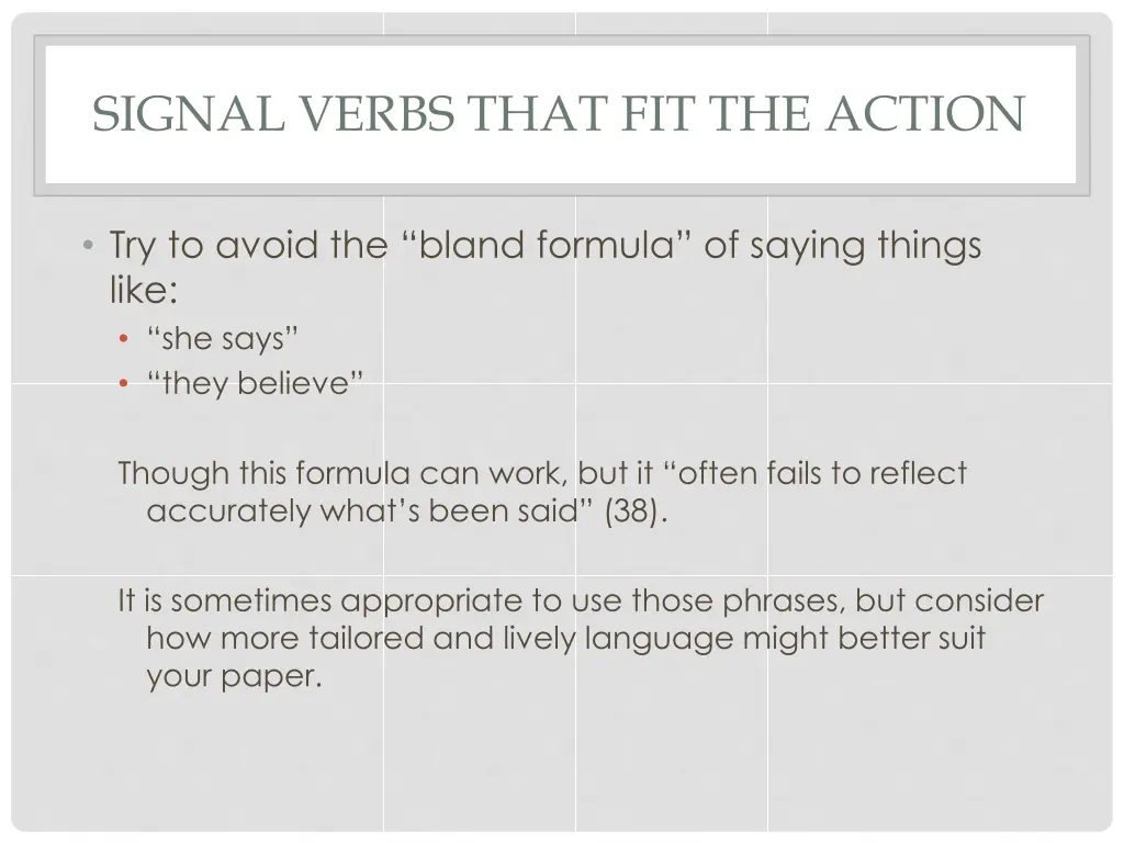 signal verbs that fit the action