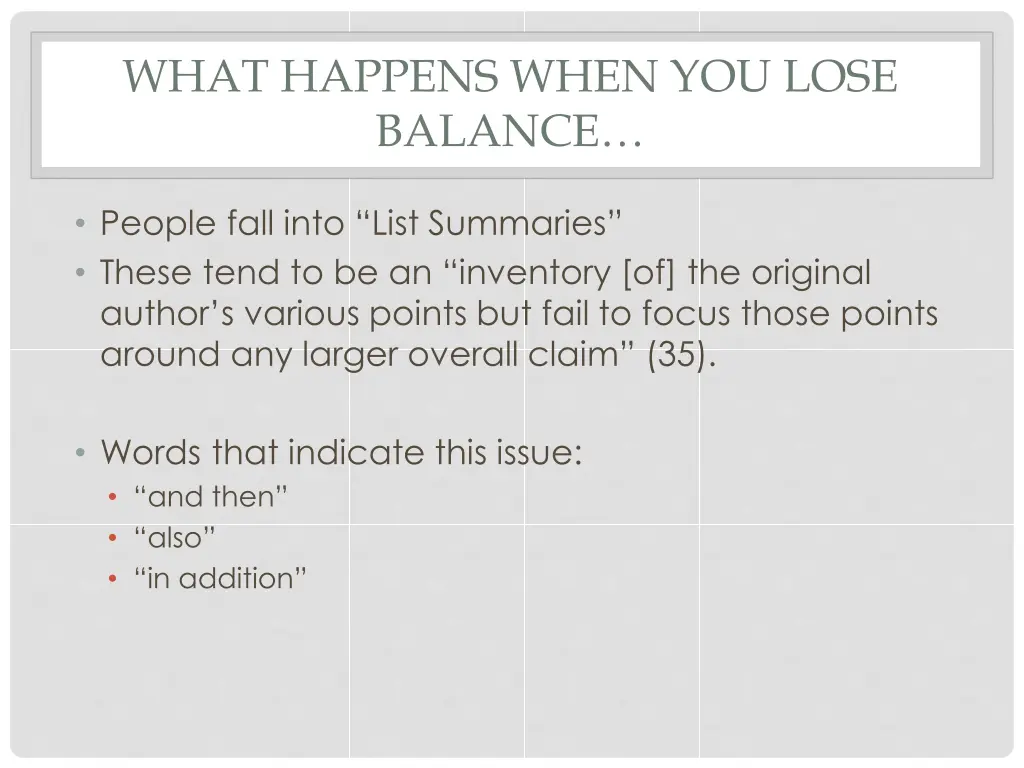 what happens when you lose balance