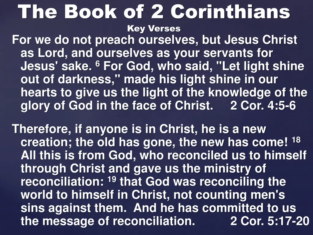 the book of 2 corinthians key verses