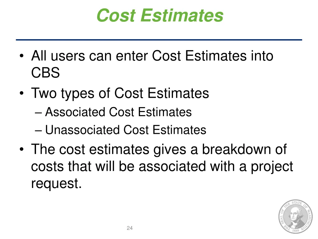 cost estimates