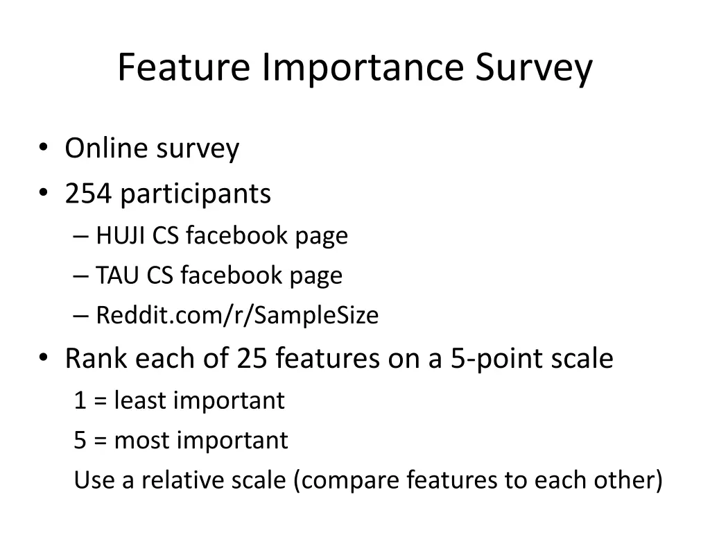 feature importance survey