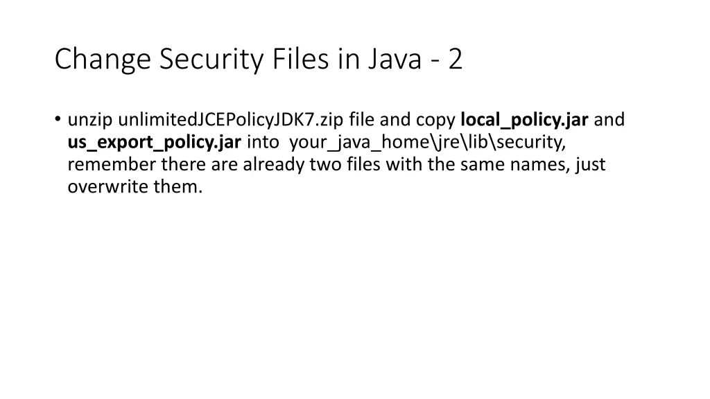 change security files in java 2