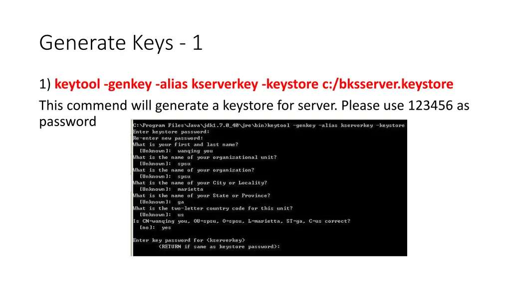 generate keys 1