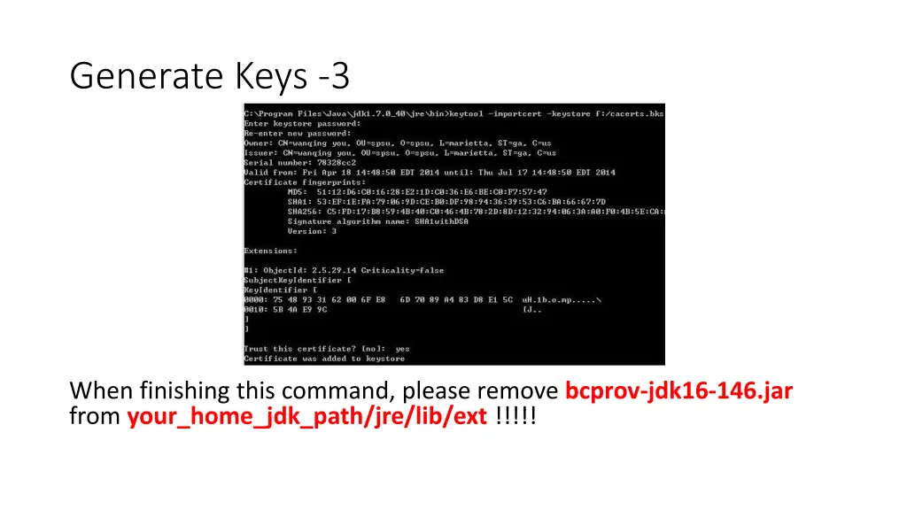 generate keys 3