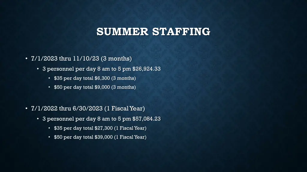 summer staffing