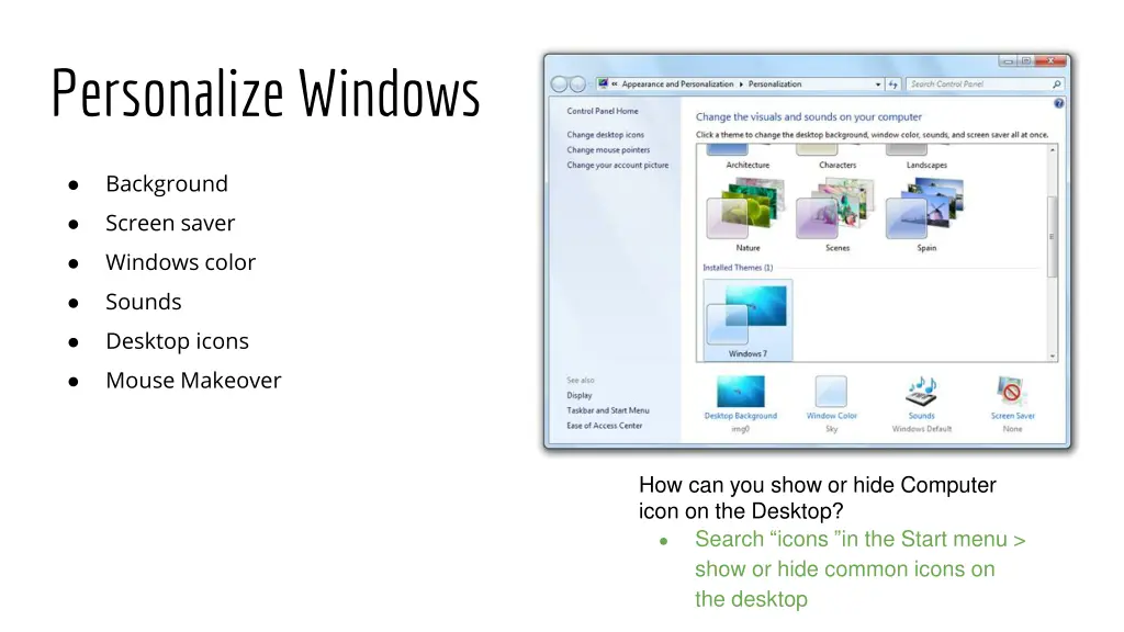 personalize windows