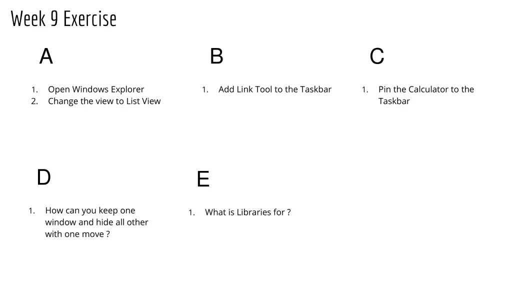 week 9 exercise