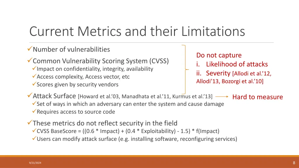 current metrics and their limitations