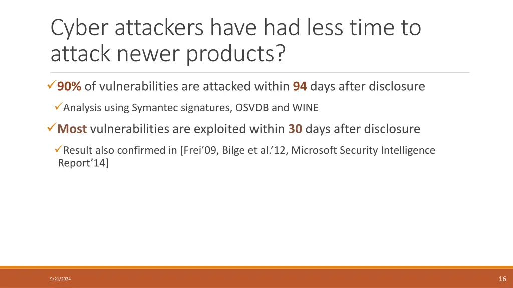 cyber attackers have had less time to attack