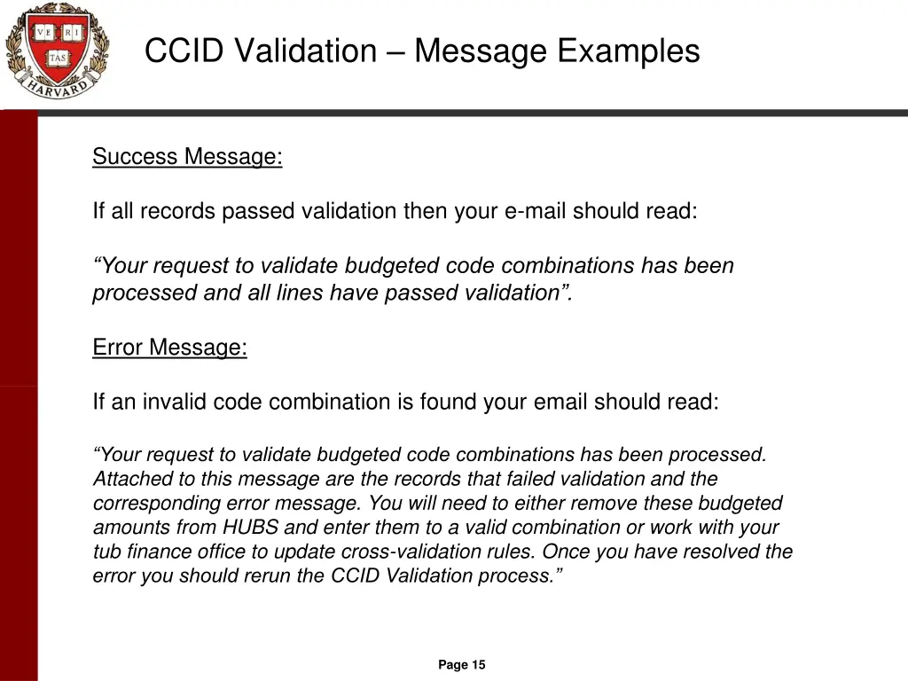 ccid validation message examples