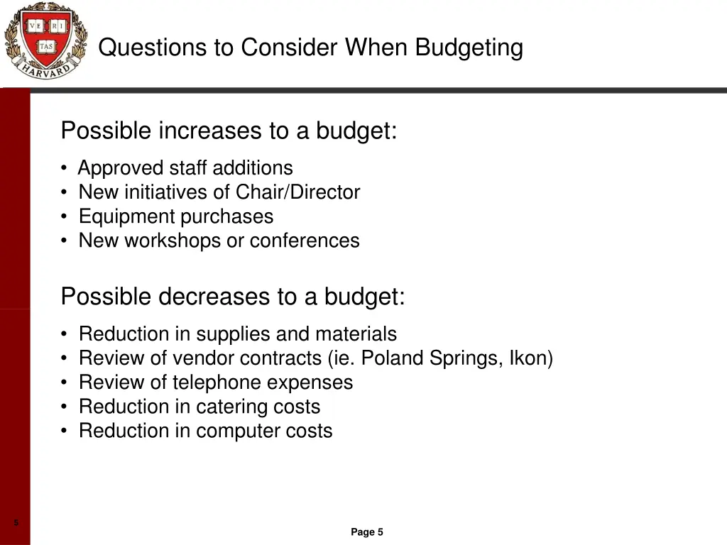 questions to consider when budgeting