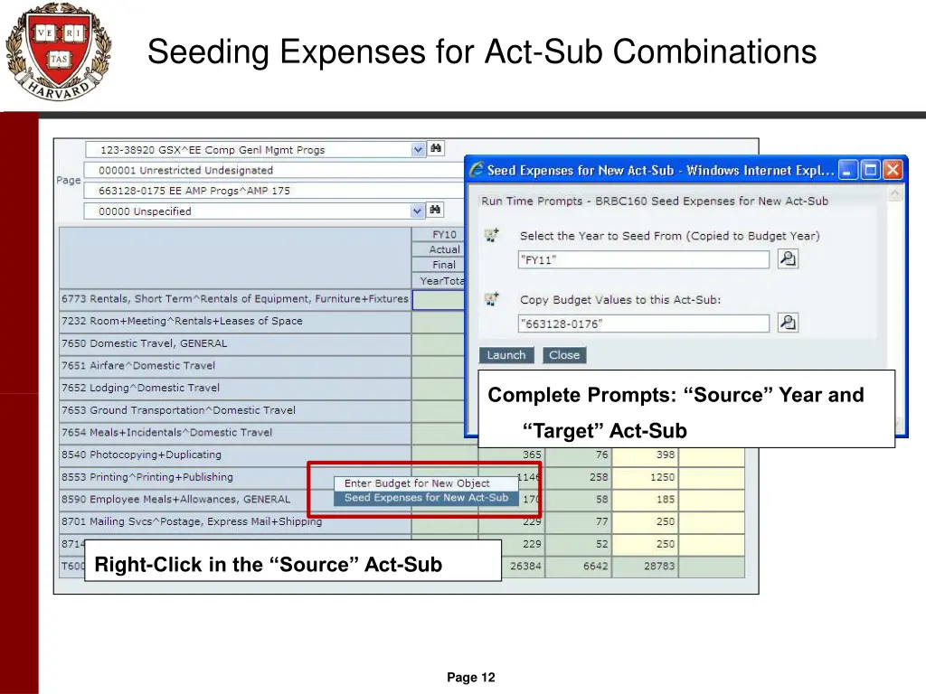 seeding expenses for act sub combinations 2