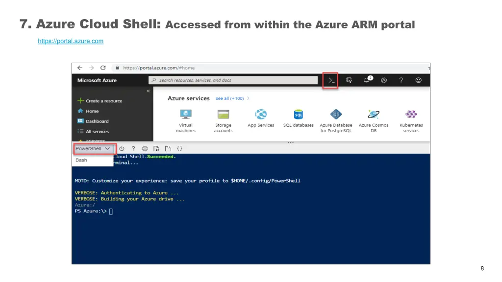 7 azure cloud shell accessed from within