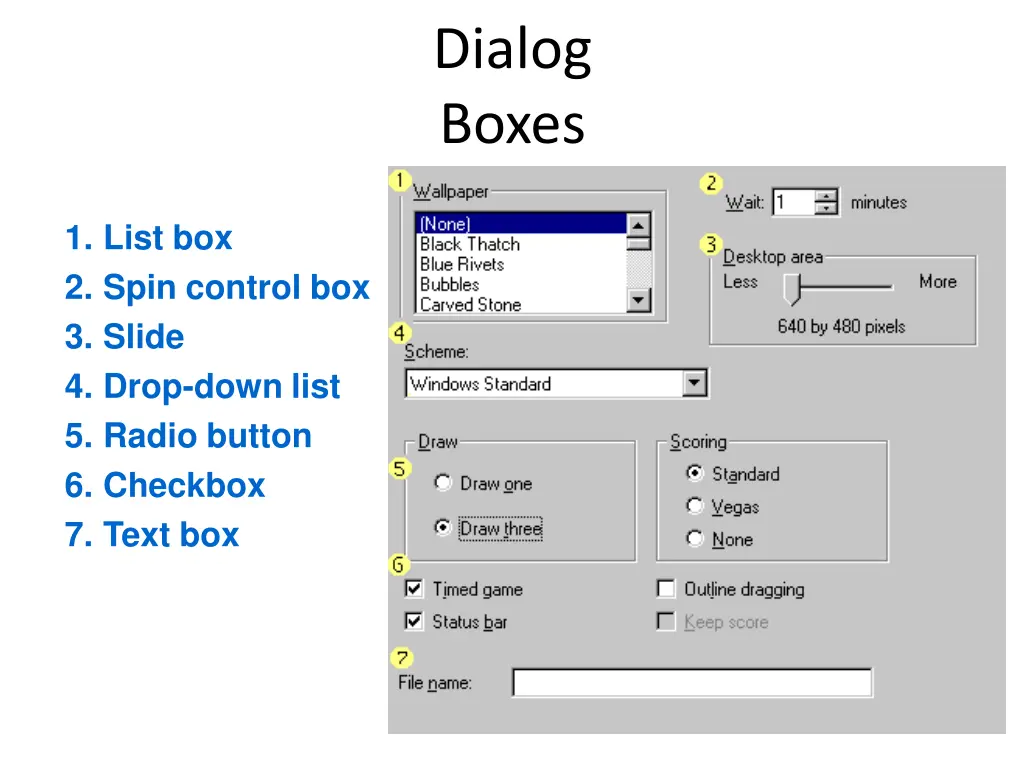 dialog boxes