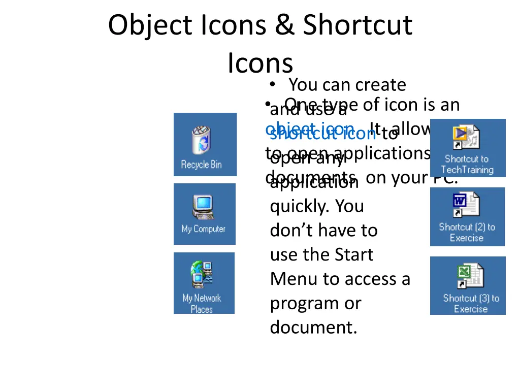 object icons shortcut icons