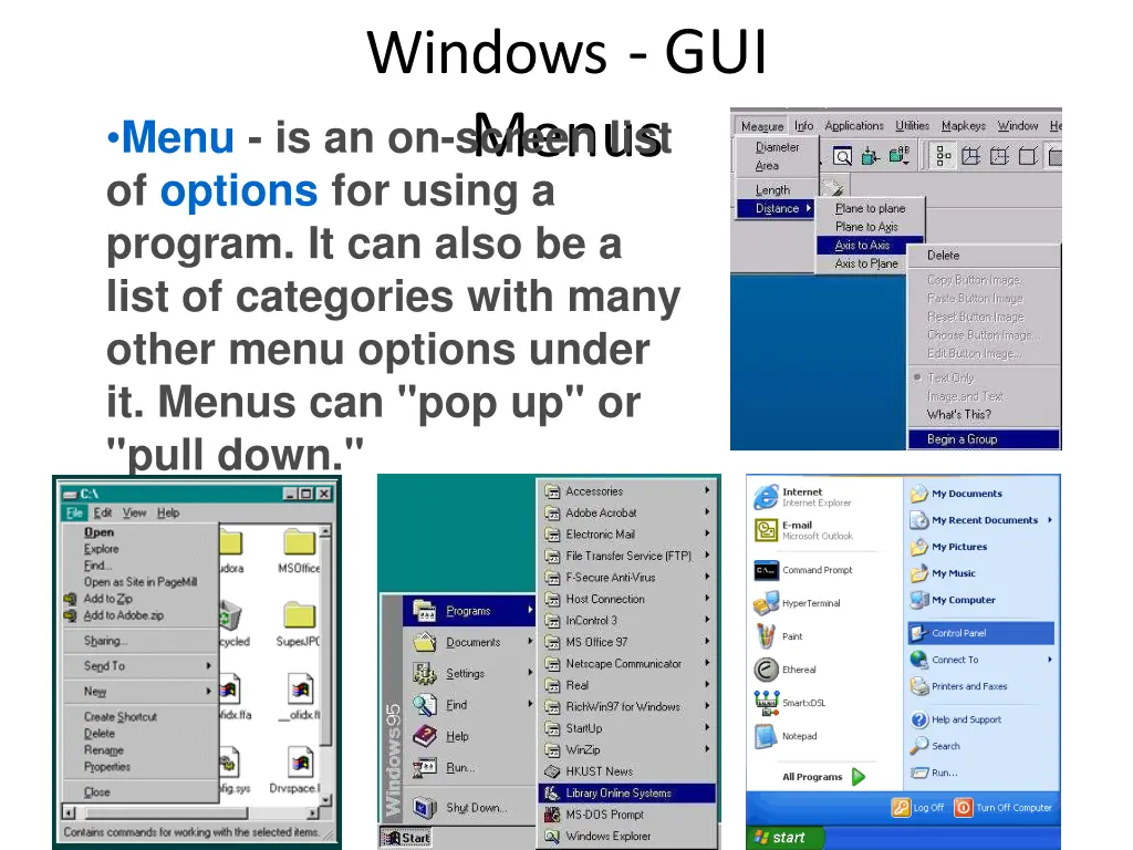 windows gui menus