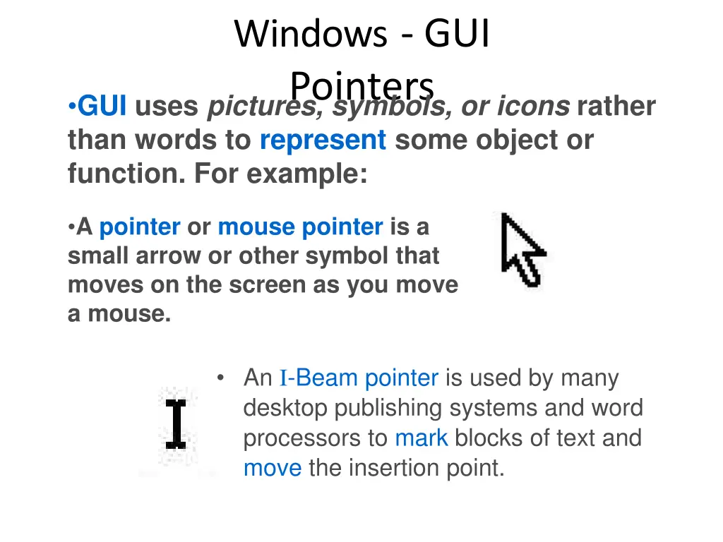 windows gui pointers