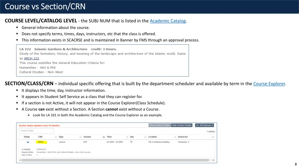 course vs section crn course vs section crn