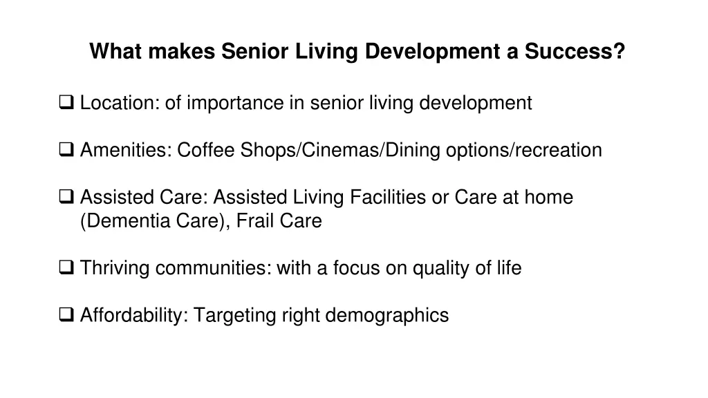 what makes senior living development a success