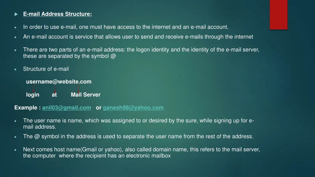 e mail address structure