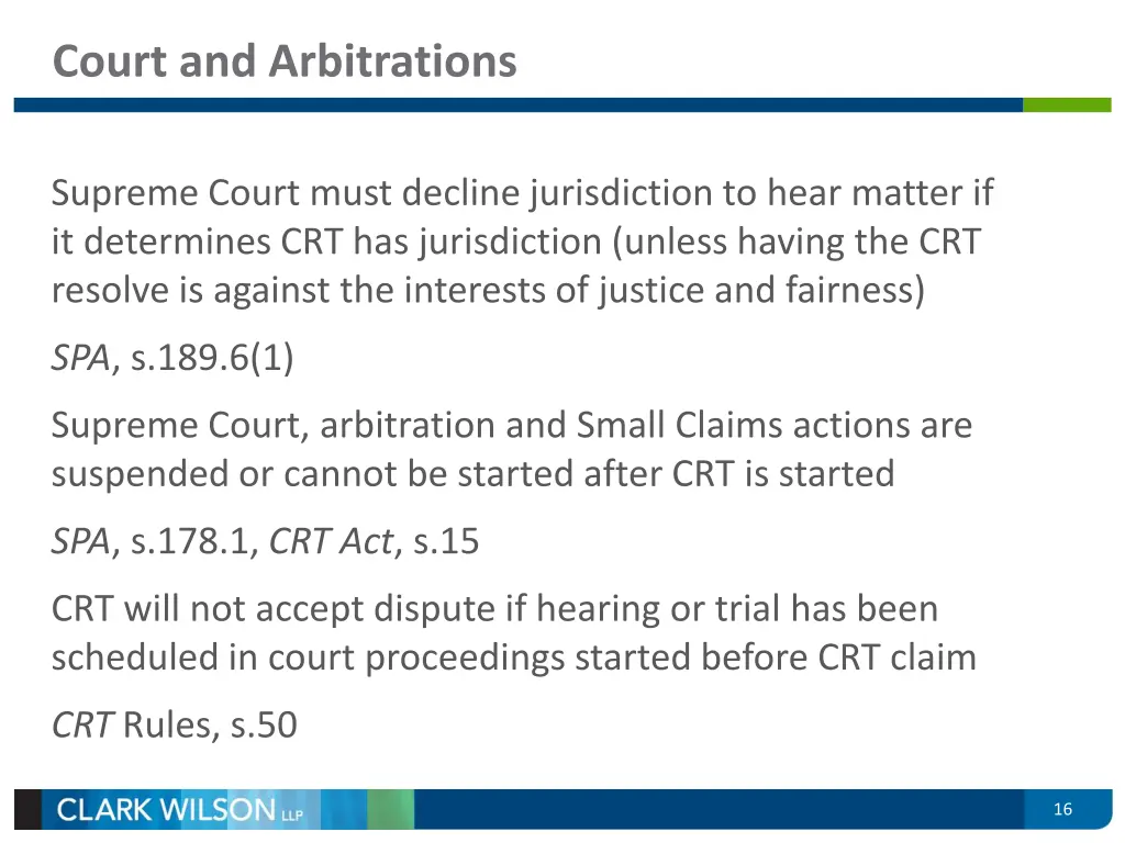 court and arbitrations