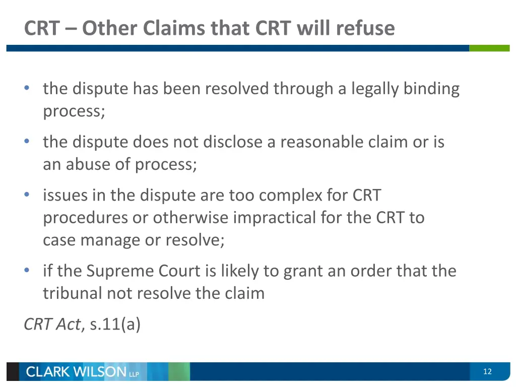 crt other claims that crt will refuse