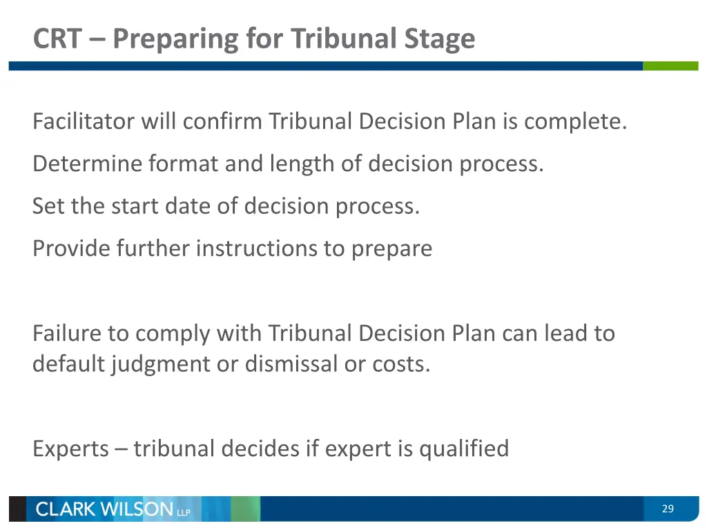 crt preparing for tribunal stage