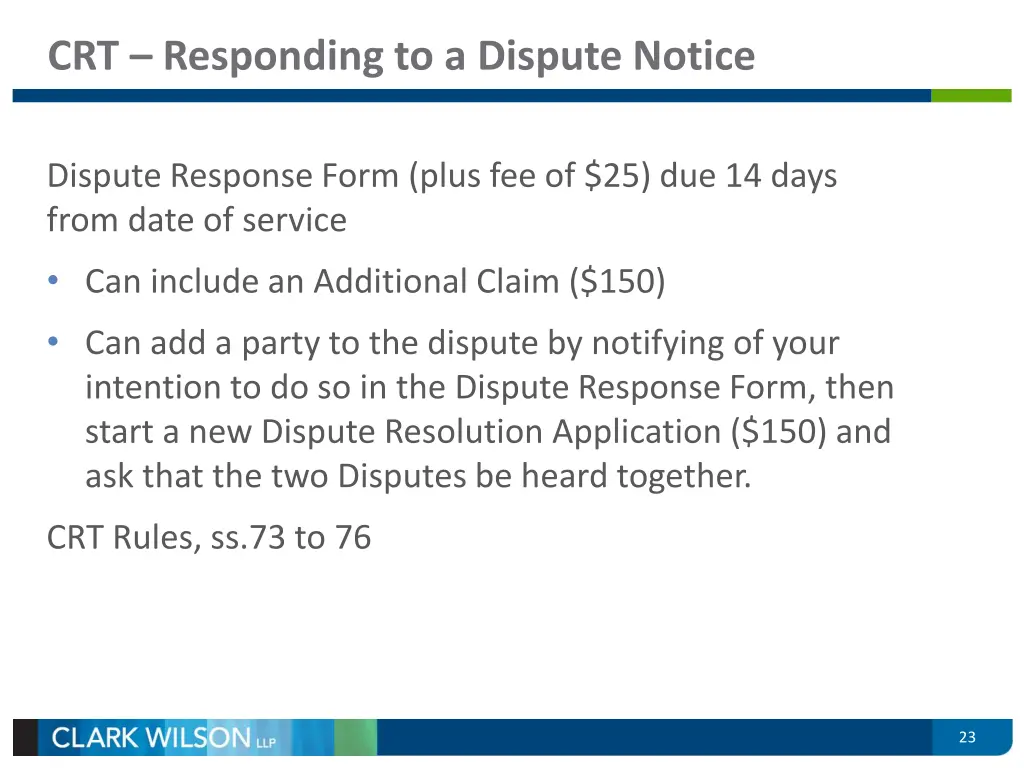 crt responding to a dispute notice