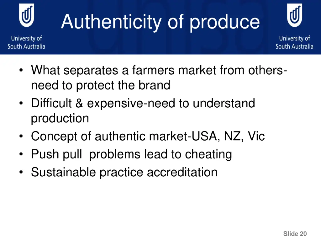 authenticity of produce