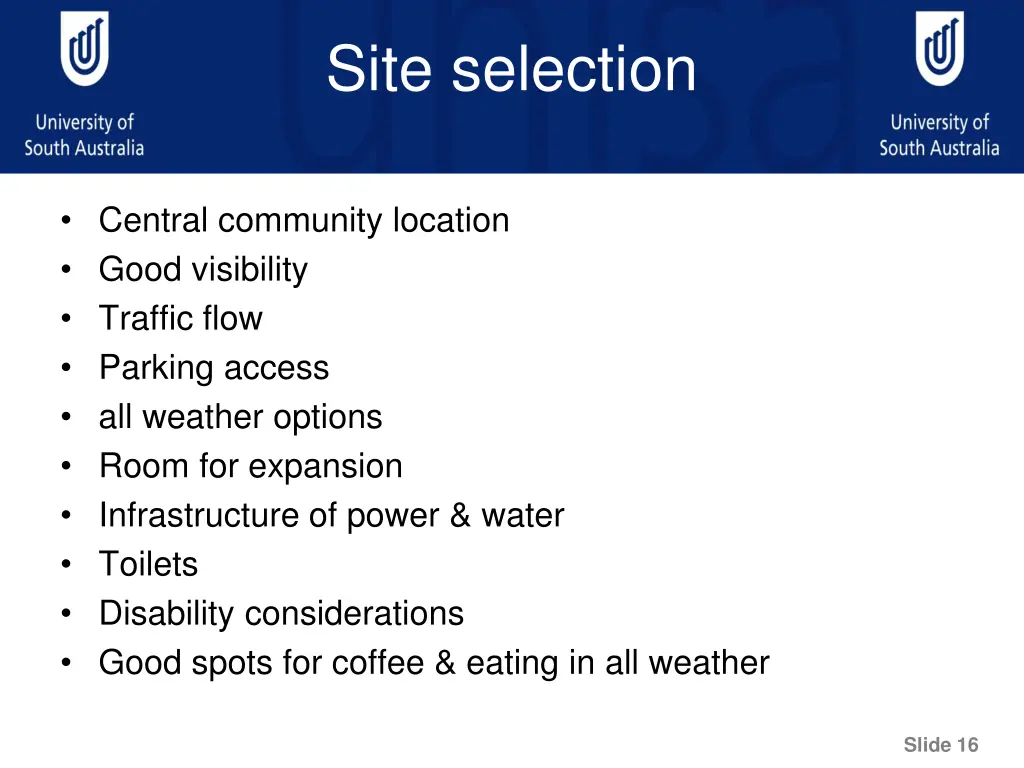 site selection