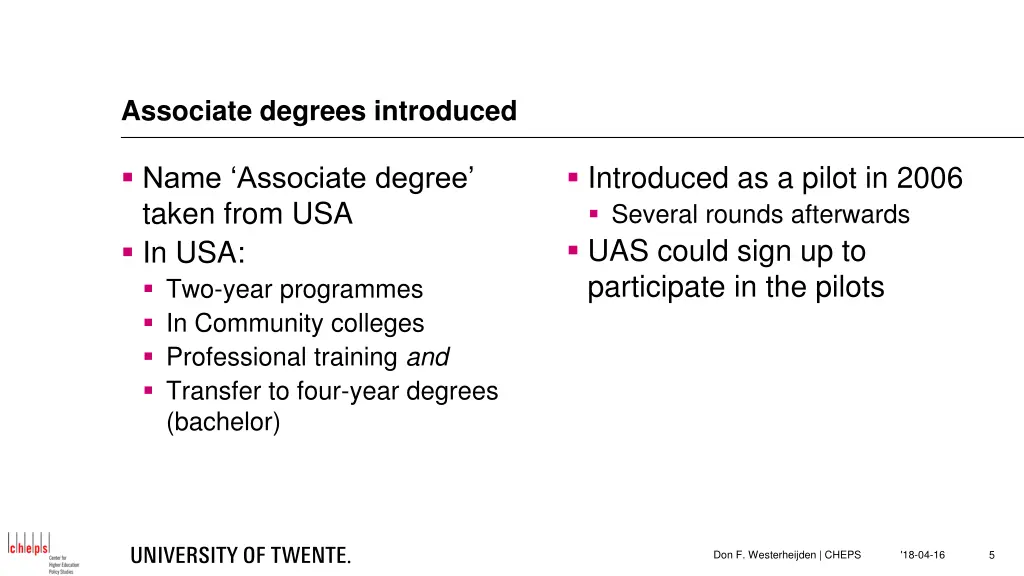 associate degrees introduced