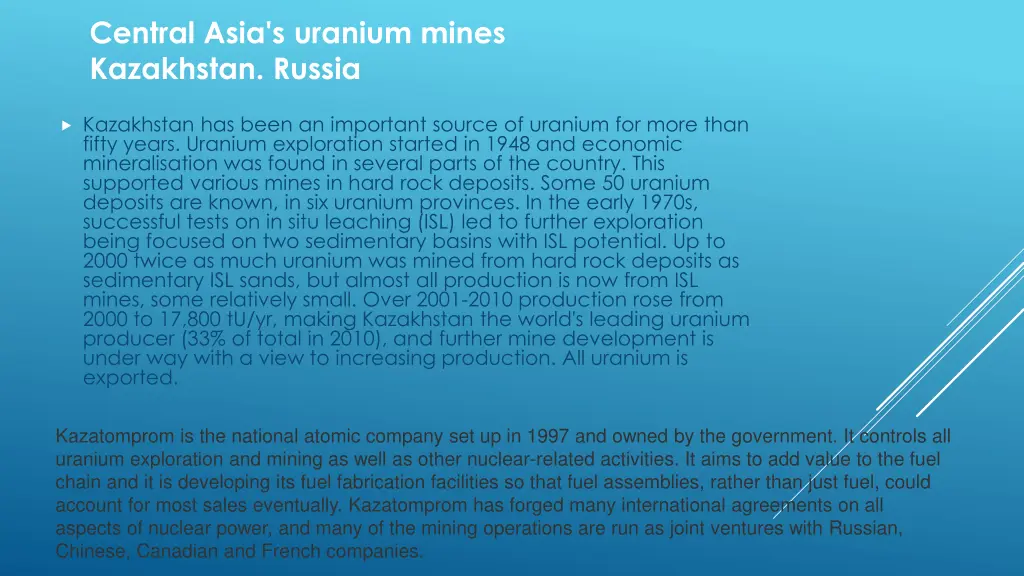 central asia s uranium mines kazakhstan russia