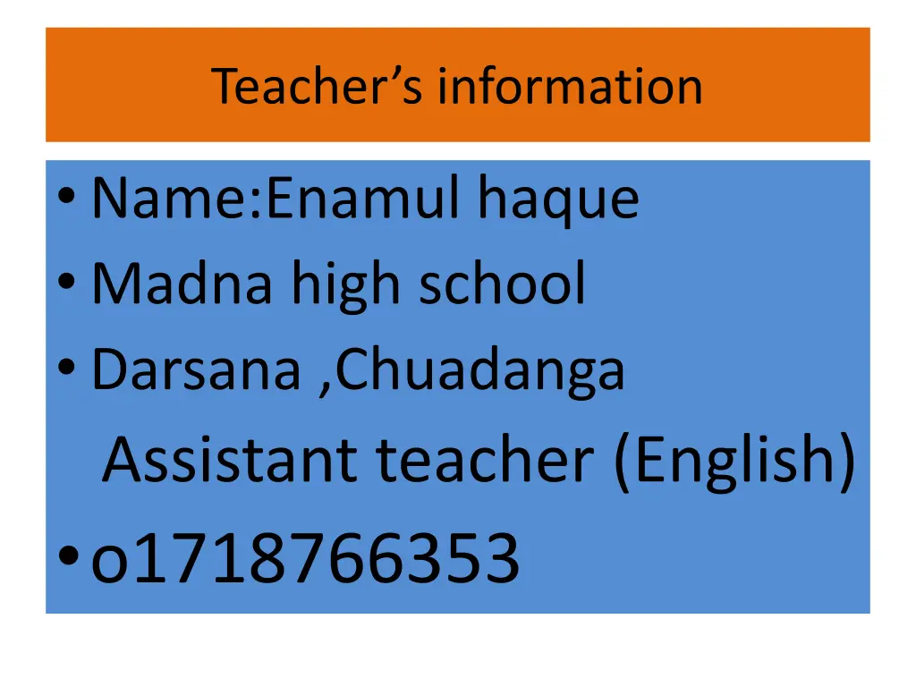 teacher s information