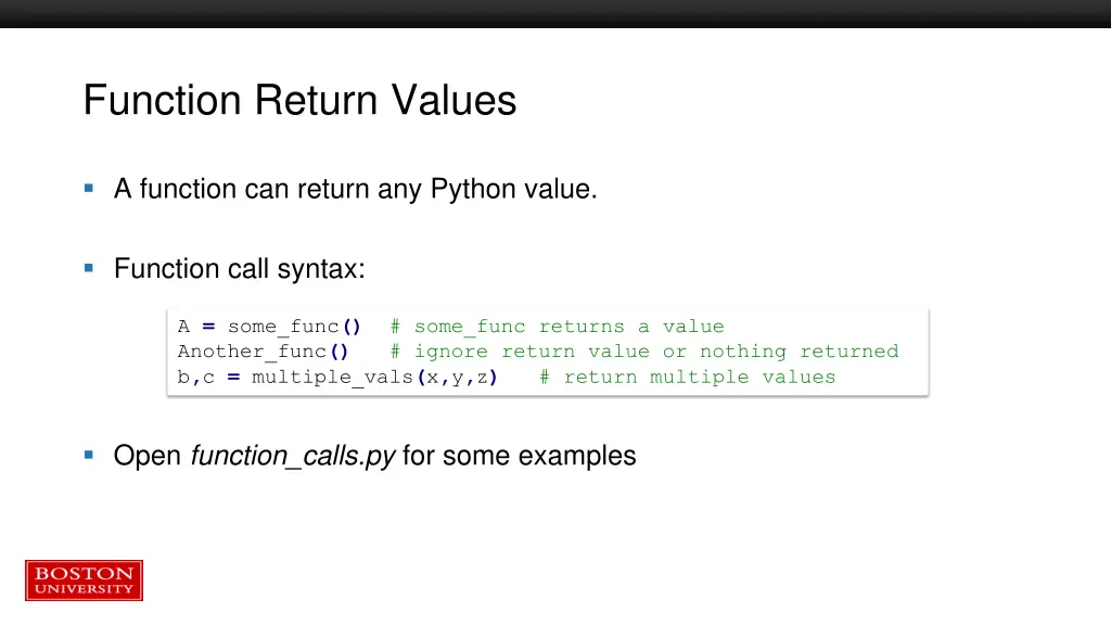 function return values